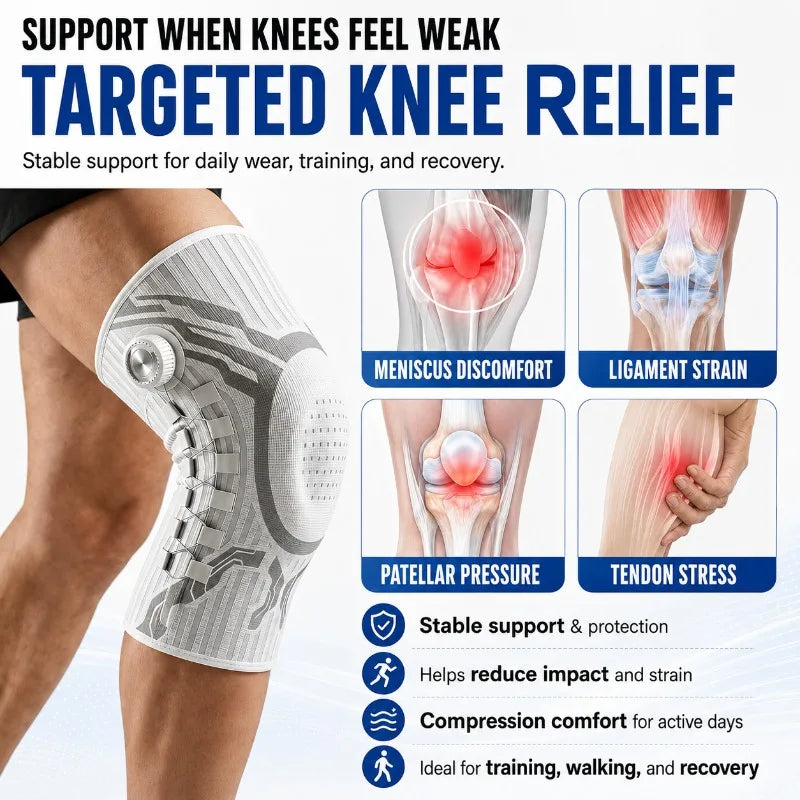 Smart Knob Knee Brace Patella Gel Pad Lateral Stabilizer Compression Support Joint Pain Relief Recovery Home Gym Wear Single