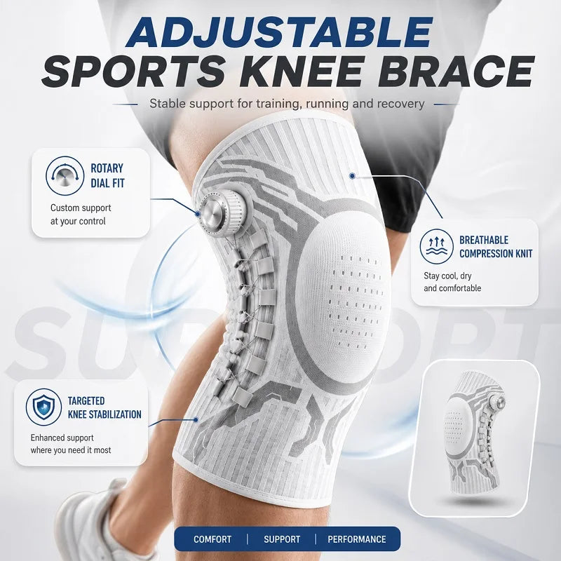 Smart Knob Knee Brace Patella Gel Pad Lateral Stabilizer Compression Support Joint Pain Relief Recovery Home Gym Wear Single